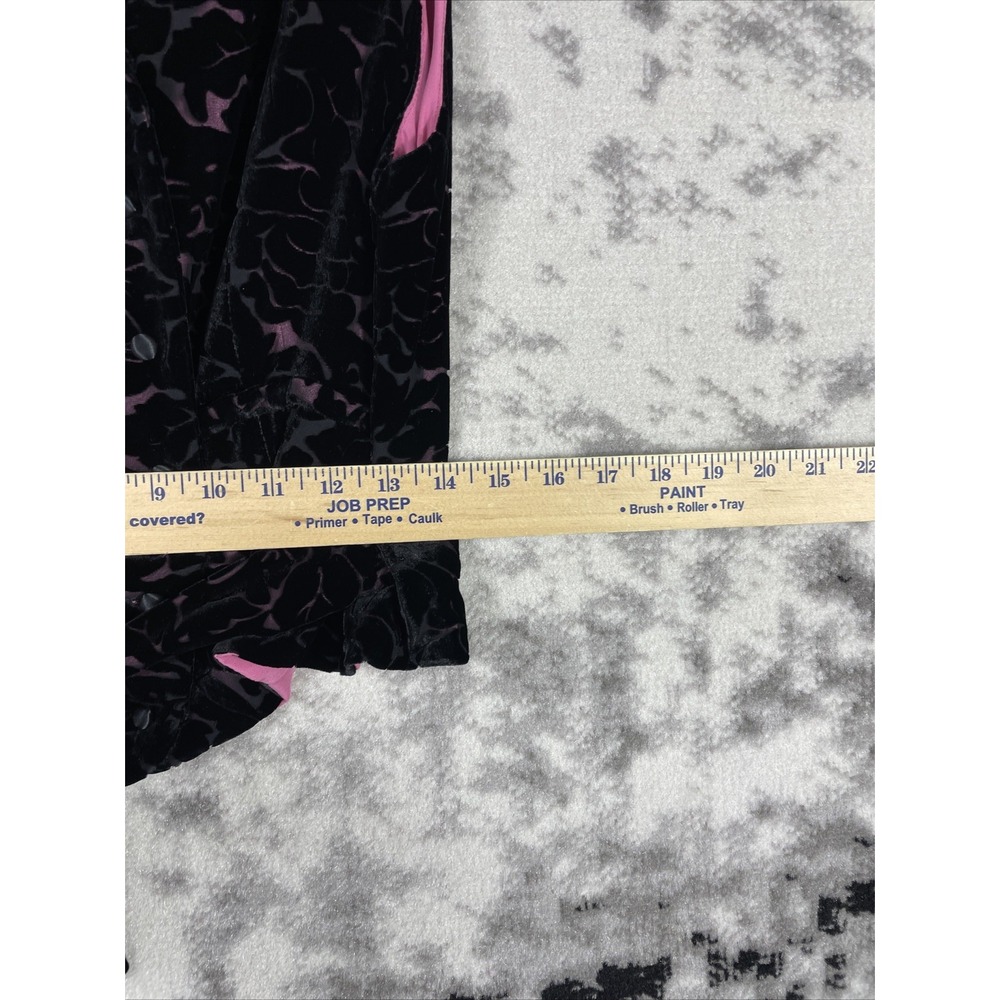 The J Peterman Company Jacket‎ Vest Womens Size 8 Black Velour Rayon Silk Floral - Picture 4 of 8